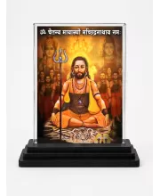 Matsyendranath Acrylic Car Dashboard Showpiece | Double-Sided Matsyendranath Photo Stand | 3 X 4 Inch Photo | Transparent Acrylic Frame With Black Base | Car Dashboard, Office & Table Decor (F70589)