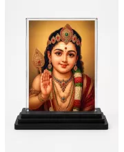Lord Rama Acrylic Car Dashboard Showpiece | Double-Sided Lord Rama Photo Stand | 3 X 4 Inch Photo | Transparent Acrylic Frame With Black Base | Car Dashboard, Office & Table Decor (F70594)