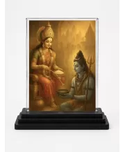 Annapurna Acrylic Car Dashboard Showpiece | Double-Sided Annapurna Photo Stand | 3 X 4 Inch Photo | Transparent Acrylic Frame With Black Base | Car Dashboard, Office & Table Decor (F70597)