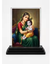 Baby Devi Acrylic Car Dashboard Showpiece | Double-Sided Baby Devi Photo Stand | 3 X 4 Inch Photo | Transparent Acrylic Frame With Black Base | Car Dashboard, Office & Table Decor (F70600)