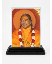 Jagadguru Kripalu Maharaj Acrylic Car Dashboard Showpiece | Double-Sided Jagadguru Kripalu Maharaj Photo Stand | 3 X 4 Inch Photo | Transparent Acrylic Frame With Black Base | Car Dashboard, Office & Table Decor (F70603)