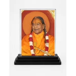 Jagadguru Kripalu Maharaj Acrylic Car Dashboard Showpiece | Double-Sided Jagadguru Kripalu Maharaj Photo Stand | 3 X 4 Inch Photo | Transparent Acrylic Frame With Black Base | Car Dashboard, Office & Table Decor (F70603)