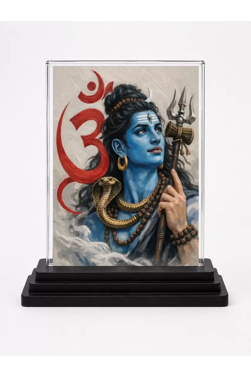 Lord Rama Acrylic Car Dashboard Showpiece | Double-Sided Lord Rama Photo Stand | 3 X 4 Inch Photo | Transparent Acrylic Frame With Black Base | Car Dashboard, Office & Table Decor (F70605)