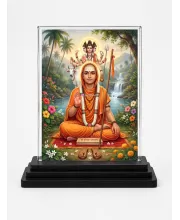 Saraswati Acrylic Car Dashboard Showpiece | Double-Sided Saraswati Photo Stand | 3 X 4 Inch Photo | Transparent Acrylic Frame With Black Base | Car Dashboard, Office & Table Decor (F70609)