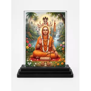 Saraswati Acrylic Car Dashboard Showpiece | Double-Sided Saraswati Photo Stand | 3 X 4 Inch Photo | Transparent Acrylic Frame With Black Base | Car Dashboard, Office & Table Decor (F70609)