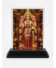 Lakshmi Acrylic Car Dashboard Showpiece | Double-Sided Lakshmi Photo Stand | 3 X 4 Inch Photo | Transparent Acrylic Frame With Black Base | Car Dashboard, Office & Table Decor (F70610)