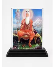 Maharishi Veda Vyasa Acrylic Car Dashboard Showpiece | Double-Sided Maharishi Veda Vyasa Photo Stand | 3 X 4 Inch Photo | Transparent Acrylic Frame With Black Base | Car Dashboard, Office & Table Decor (F70612)