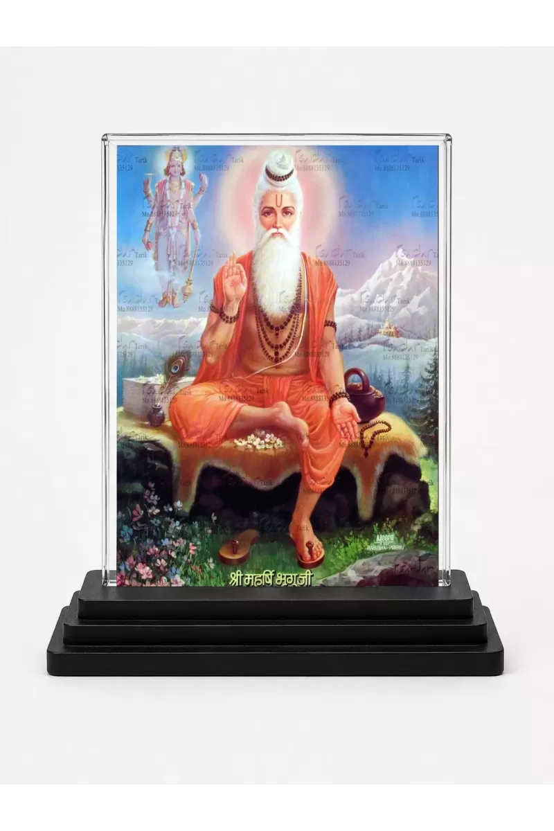 Maharishi Veda Vyasa Acrylic Car Dashboard Showpiece | Double-Sided Maharishi Veda Vyasa Photo Stand | 3 X 4 Inch Photo | Transparent Acrylic Frame With Black Base | Car Dashboard, Office & Table Decor (F70612)