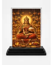 Annapurna Acrylic Car Dashboard Showpiece | Double-Sided Annapurna Photo Stand | 3 X 4 Inch Photo | Transparent Acrylic Frame With Black Base | Car Dashboard, Office & Table Decor (F70613)