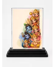 Baby Deity Acrylic Car Dashboard Showpiece | Double-Sided Baby Deity Photo Stand | 3 X 4 Inch Photo | Transparent Acrylic Frame With Black Base | Car Dashboard, Office & Table Decor (F70614)