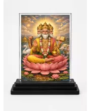 Hindu Deity Acrylic Car Dashboard Showpiece | Double-Sided Hindu Deity Photo Stand | 3 X 4 Inch Photo | Transparent Acrylic Frame With Black Base | Car Dashboard, Office & Table Decor (F70616)