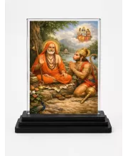 Railanga Swami Acrylic Car Dashboard Showpiece | Double-Sided Railanga Swami Photo Stand | 3 X 4 Inch Photo | Transparent Acrylic Frame With Black Base | Car Dashboard, Office & Table Decor (F70621)