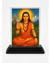 Guru Gorakhnath Acrylic Car Dashboard Showpiece | Double-Sided Guru Gorakhnath Photo Stand | 3 X 4 Inch Photo | Transparent Acrylic Frame With Black Base | Car Dashboard, Office & Table Decor (F70622)