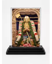 Lord Rama Acrylic Car Dashboard Showpiece | Double-Sided Lord Rama Photo Stand | 3 X 4 Inch Photo | Transparent Acrylic Frame With Black Base | Car Dashboard, Office & Table Decor (F70624)