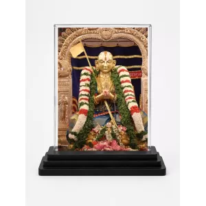 Lord Rama Acrylic Car Dashboard Showpiece | Double-Sided Lord Rama Photo Stand | 3 X 4 Inch Photo | Transparent Acrylic Frame With Black Base | Car Dashboard, Office & Table Decor (F70624)