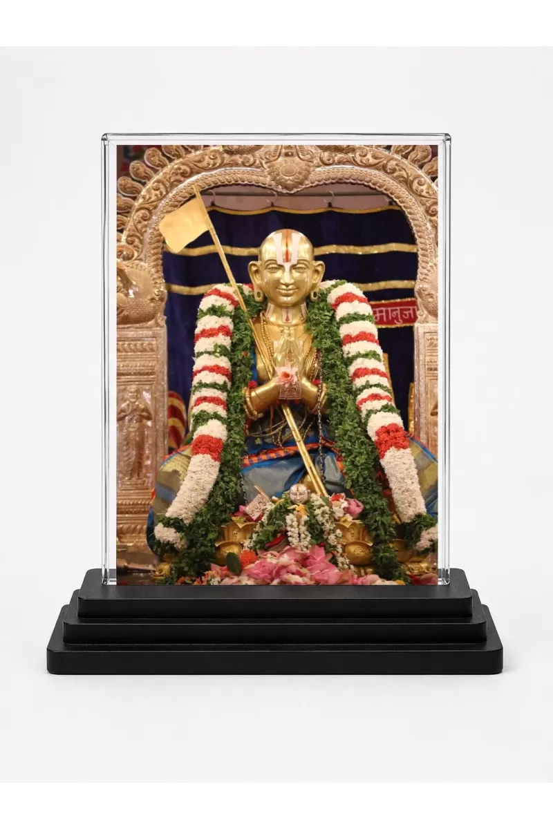 Lord Rama Acrylic Car Dashboard Showpiece | Double-Sided Lord Rama Photo Stand | 3 X 4 Inch Photo | Transparent Acrylic Frame With Black Base | Car Dashboard, Office & Table Decor (F70624)