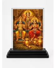 Hindu Deity Acrylic Car Dashboard Showpiece | Double-Sided Hindu Deity Photo Stand | 3 X 4 Inch Photo | Transparent Acrylic Frame With Black Base | Car Dashboard, Office & Table Decor (F70626)
