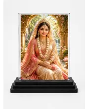 Devi Acrylic Car Dashboard Showpiece | Double-Sided Devi Photo Stand | 3 X 4 Inch Photo | Transparent Acrylic Frame With Black Base | Car Dashboard, Office & Table Decor (F70631)