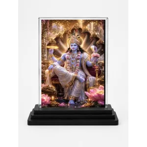Hanuman Acrylic Car Dashboard Showpiece | Double-Sided Hanuman Photo Stand | 3 X 4 Inch Photo | Transparent Acrylic Frame With Black Base | Car Dashboard, Office & Table Decor (F70633)
