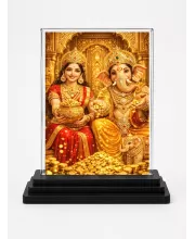 Lord Ganesha Acrylic Car Dashboard Showpiece | Double-Sided Lord Ganesha Photo Stand | 3 X 4 Inch Photo | Transparent Acrylic Frame With Black Base | Car Dashboard, Office & Table Decor (F70635)