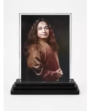 Lord Rama Acrylic Car Dashboard Showpiece | Double-Sided Lord Rama Photo Stand | 3 X 4 Inch Photo | Transparent Acrylic Frame With Black Base | Car Dashboard, Office & Table Decor (F70639)
