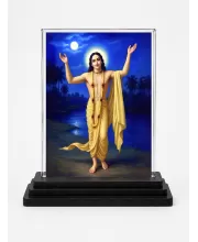 Sri Chaitannya Acrylic Car Dashboard Showpiece | Double-Sided Sri Chaitannya Photo Stand | 3 X 4 Inch Photo | Transparent Acrylic Frame With Black Base | Car Dashboard, Office & Table Decor (F70642)