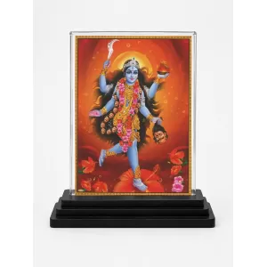 Hindu Deity Acrylic Car Dashboard Showpiece | Double-Sided Hindu Deity Photo Stand | 3 X 4 Inch Photo | Transparent Acrylic Frame With Black Base | Car Dashboard, Office & Table Decor (F70646)