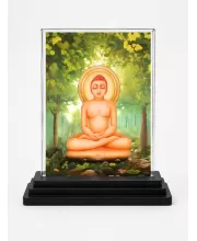 Mahavira Acrylic Car Dashboard Showpiece | Double-Sided Mahavira Photo Stand | 3 X 4 Inch Photo | Transparent Acrylic Frame With Black Base | Car Dashboard, Office & Table Decor (F70648)
