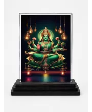Hindu God Goddess Acrylic Car Dashboard Showpiece | Double-Sided Hindu God Goddess Photo Stand | 3 X 4 Inch Photo | Transparent Acrylic Frame With Black Base | Car Dashboard, Office & Table Decor (F70649)