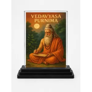 Maharishi Veda Vyasa Acrylic Car Dashboard Showpiece | Double-Sided Maharishi Veda Vyasa Photo Stand | 3 X 4 Inch Photo | Transparent Acrylic Frame With Black Base | Car Dashboard, Office & Table Decor (F70650)
