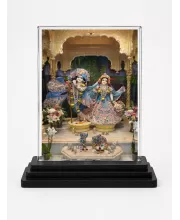 Hindu Deity Acrylic Car Dashboard Showpiece | Double-Sided Hindu Deity Photo Stand | 3 X 4 Inch Photo | Transparent Acrylic Frame With Black Base | Car Dashboard, Office & Table Decor (F70652)