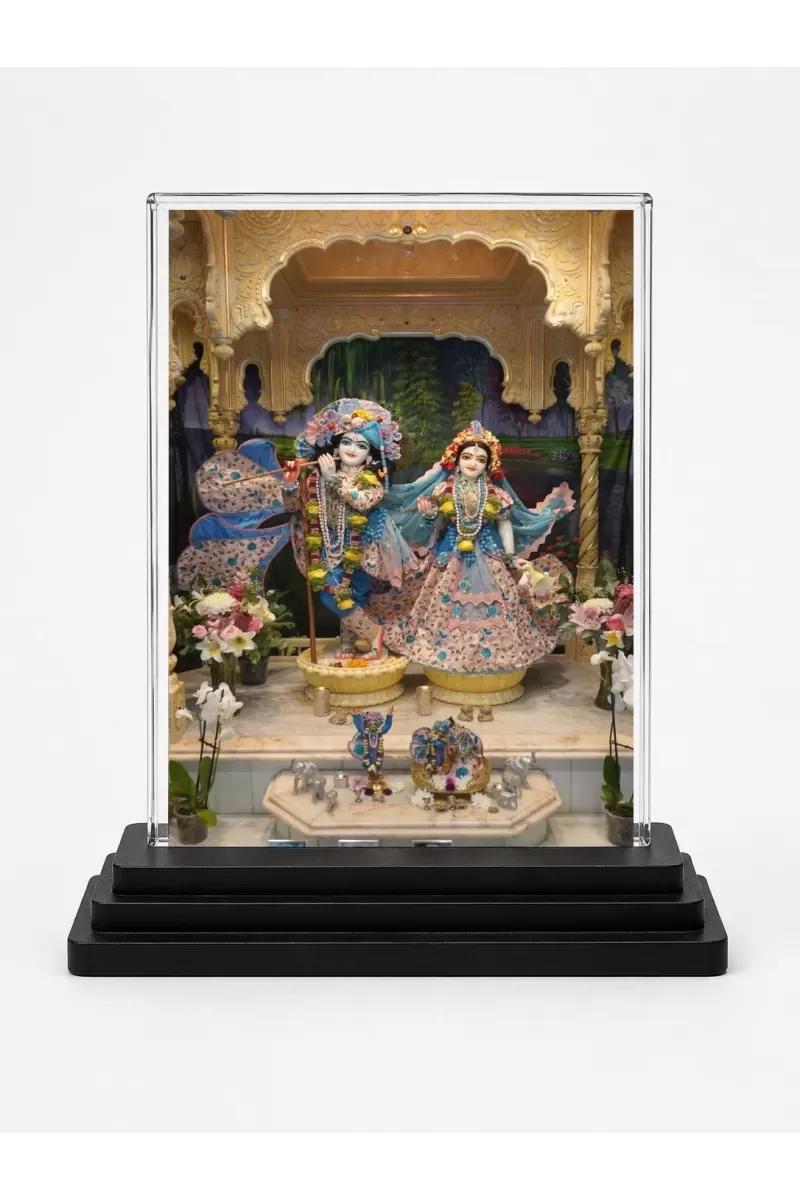 Hindu Deity Acrylic Car Dashboard Showpiece | Double-Sided Hindu Deity Photo Stand | 3 X 4 Inch Photo | Transparent Acrylic Frame With Black Base | Car Dashboard, Office & Table Decor (F70652)
