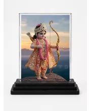 Ram Lalla Acrylic Car Dashboard Showpiece | Double-Sided Ram Lalla Photo Stand | 3 X 4 Inch Photo | Transparent Acrylic Frame With Black Base | Car Dashboard, Office & Table Decor (F70653)