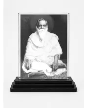 Lahiri Mahasaya Acrylic Car Dashboard Showpiece | Double-Sided Lahiri Mahasaya Photo Stand | 3 X 4 Inch Photo | Transparent Acrylic Frame With Black Base | Car Dashboard, Office & Table Decor (F70655)