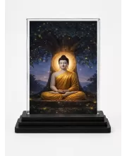Hindu Deity Acrylic Car Dashboard Showpiece | Double-Sided Hindu Deity Photo Stand | 3 X 4 Inch Photo | Transparent Acrylic Frame With Black Base | Car Dashboard, Office & Table Decor (F70656)