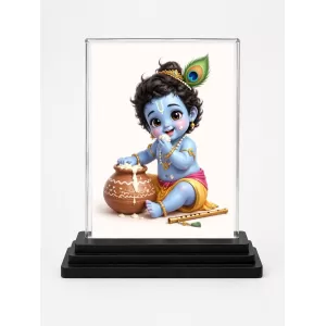 Bal Krishna Acrylic Car Dashboard Showpiece | Double-Sided Bal Krishna Photo Stand | 3 X 4 Inch Photo | Transparent Acrylic Frame With Black Base | Car Dashboard, Office & Table Decor (F70660) Bal Krishna Acrylic Car Dashboard Showpiece | Double-Sided Bal Krishna Photo Stand | 3 X 4 Inch Photo | Transparent Acrylic Frame With Black Base | Car Dashboard, Office & Table Decor (F70660)