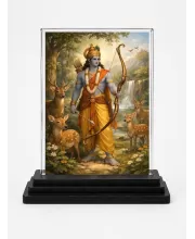 Hindu Deity Acrylic Car Dashboard Showpiece | Double-Sided Hindu Deity Photo Stand | 3 X 4 Inch Photo | Transparent Acrylic Frame With Black Base | Car Dashboard, Office & Table Decor (F70662)
