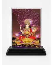 Lord Ganesha Acrylic Car Dashboard Showpiece | Double-Sided Lord Ganesha Photo Stand | 3 X 4 Inch Photo | Transparent Acrylic Frame With Black Base | Car Dashboard, Office & Table Decor (F70664)