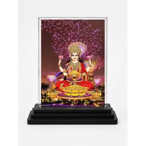 Lord Ganesha Acrylic Car Dashboard Showpiece | Double-Sided Lord Ganesha Photo Stand | 3 X 4 Inch Photo | Transparent Acrylic Frame With Black Base | Car Dashboard, Office & Table Decor (F70664)
