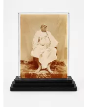 Bhaktivinoda Thakur Acrylic Car Dashboard Showpiece | Double-Sided Bhaktivinoda Thakur Photo Stand | 3 X 4 Inch Photo | Transparent Acrylic Frame With Black Base | Car Dashboard, Office & Table Decor (F70670)