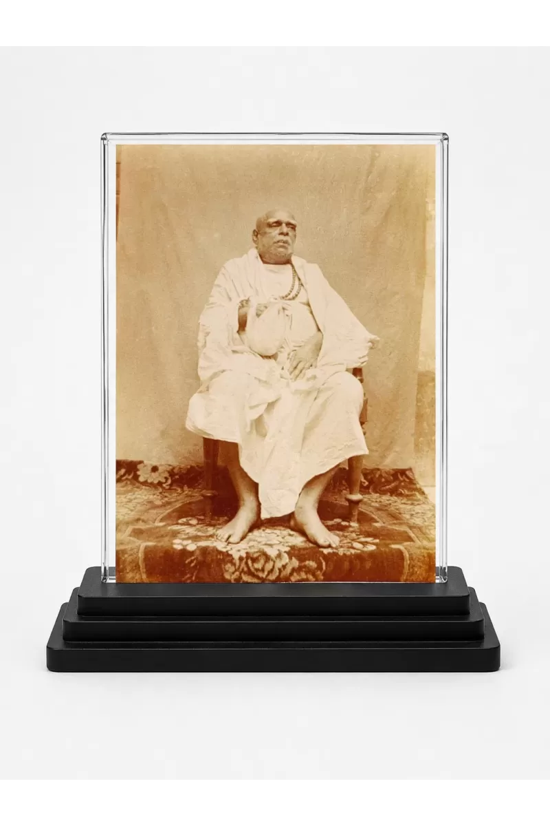 Bhaktivinoda Thakur Acrylic Car Dashboard Showpiece | Double-Sided Bhaktivinoda Thakur Photo Stand | 3 X 4 Inch Photo | Transparent Acrylic Frame With Black Base | Car Dashboard, Office & Table Decor (F70670)