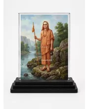 Acharya Kundakunda Acrylic Car Dashboard Showpiece | Double-Sided Acharya Kundakunda Photo Stand | 3 X 4 Inch Photo | Transparent Acrylic Frame With Black Base | Car Dashboard, Office & Table Decor (F70672)