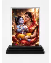Hindu Deity Acrylic Car Dashboard Showpiece | Double-Sided Hindu Deity Photo Stand | 3 X 4 Inch Photo | Transparent Acrylic Frame With Black Base | Car Dashboard, Office & Table Decor (F70674)