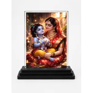 Hindu Deity Acrylic Car Dashboard Showpiece | Double-Sided Hindu Deity Photo Stand | 3 X 4 Inch Photo | Transparent Acrylic Frame With Black Base | Car Dashboard, Office & Table Decor (F70674)