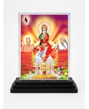 Gayatri Mata Acrylic Car Dashboard Showpiece | Double-Sided Gayatri Mata Photo Stand | 3 X 4 Inch Photo | Transparent Acrylic Frame With Black Base | Car Dashboard, Office & Table Decor (F70677)