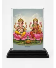 Hindu Deity Acrylic Car Dashboard Showpiece | Double-Sided Hindu Deity Photo Stand | 3 X 4 Inch Photo | Transparent Acrylic Frame With Black Base | Car Dashboard, Office & Table Decor (F70679)