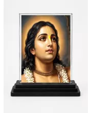 Chaitanya Mahaprabhu Acrylic Car Dashboard Showpiece | Double-Sided Chaitanya Mahaprabhu Photo Stand | 3 X 4 Inch Photo | Transparent Acrylic Frame With Black Base | Car Dashboard, Office & Table Decor (F70684)