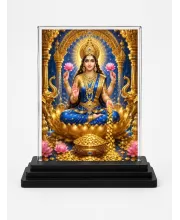 Hindu Goddess Acrylic Car Dashboard Showpiece | Double-Sided Hindu Goddess Photo Stand | 3 X 4 Inch Photo | Transparent Acrylic Frame With Black Base | Car Dashboard, Office & Table Decor (F70687)