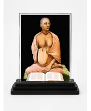 Saraswati Acrylic Car Dashboard Showpiece | Double-Sided Saraswati Photo Stand | 3 X 4 Inch Photo | Transparent Acrylic Frame With Black Base | Car Dashboard, Office & Table Decor (F70688)