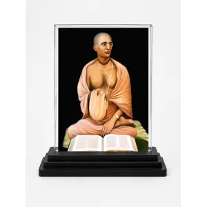 Saraswati Acrylic Car Dashboard Showpiece | Double-Sided Saraswati Photo Stand | 3 X 4 Inch Photo | Transparent Acrylic Frame With Black Base | Car Dashboard, Office & Table Decor (F70688)